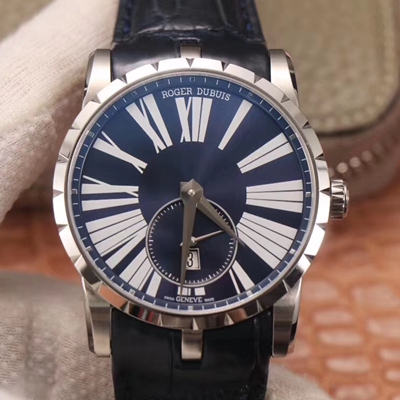 Best Replica Replica Roger Dubuis Excalibur DBEX0535 1:1 Best Edition PF Factory Blue Dial Swiss ETA9015 - Colareps