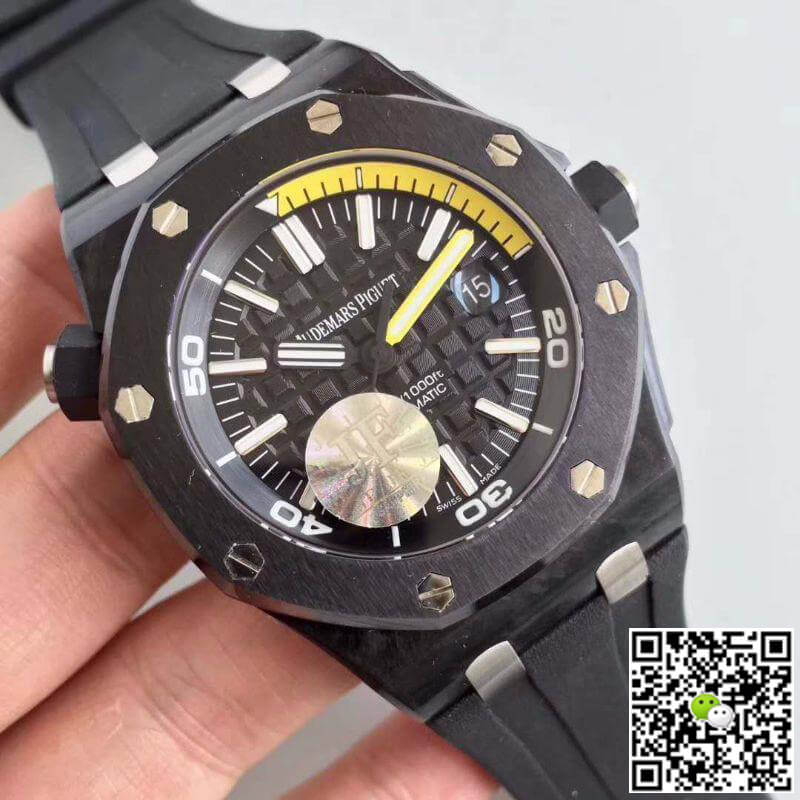 Best Replica Replica Audemars Piguet Royal Oak Offshore Diver 15706AU.OO.A002CA.01 JF Factory 1:1 Best Edition Swiss ETA3120 Black Dial - Colareps