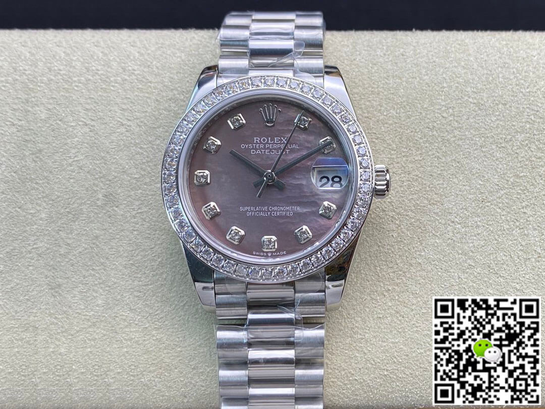 Best Replica Replica Rolex Datejust M178384-0019 31MM 1:1 Best Edition EW Factory Diamond-set Bezel - Colareps