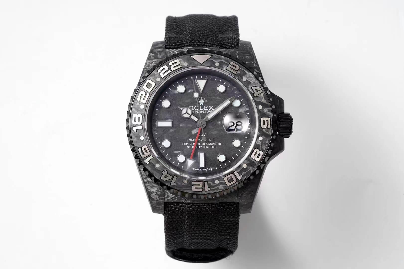 Best Replica Replica Rolex GMT-MASTER II Diw 1:1 Best Edition Carbon Fiber Black Fabric Strap - Colareps