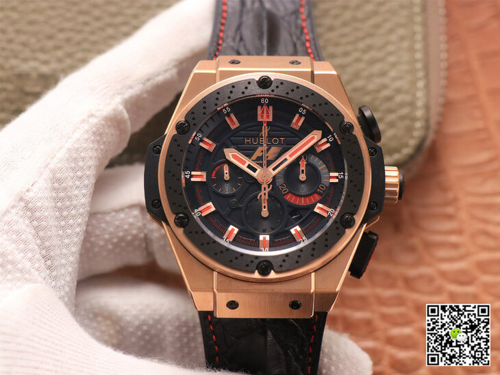 Best Replica Hublot Replica King Power Ferrari F1 1:1 Best Edition V6 Factory Black Dial Rose Gold - Colareps