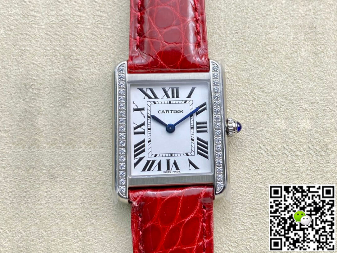 Best Replica Replica Cartier Tank 27MM 1:1 Best Edition K11 Factory V2 Red Strap - Colareps