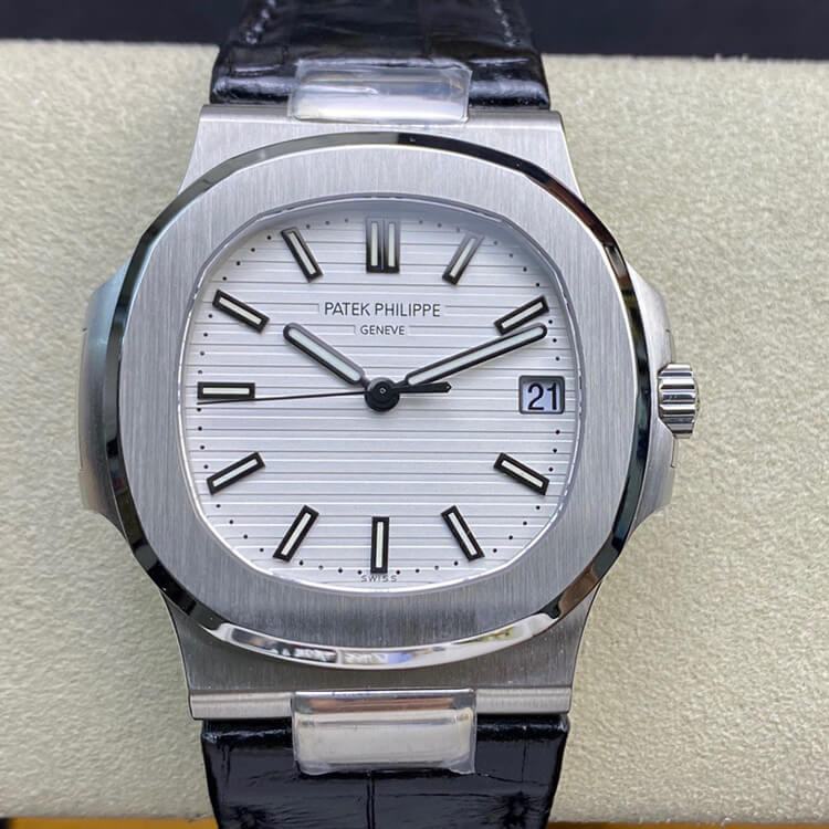 Best Replica Replica Patek Philippe Nautilus 5711 1:1 Best Edition 3K Factory White Dial Cowhide Strap - Colareps