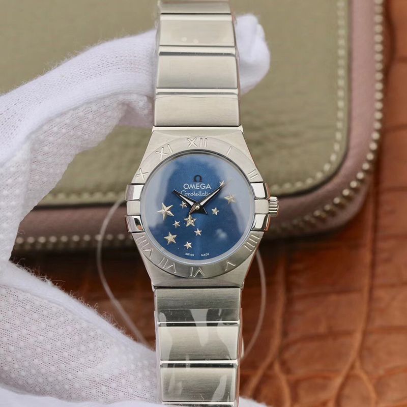 Best Replica Replica Omega Constellation Quartz Ladies 27mm TW Factory 1:1 Best Edition Swiss Eta Quartz 1376 Blue Dial - Colareps