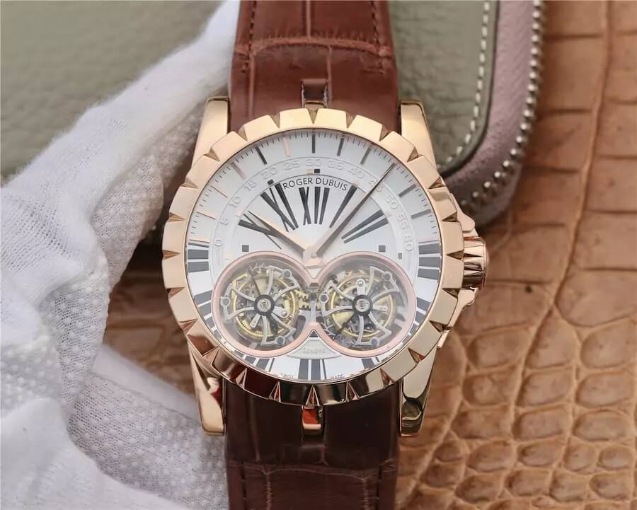 Best Replica Replica Roger Dubuis Excalibur RDDBEX0249 1:1 Best Edition JB Factory Tourbillon White Dial - Colareps