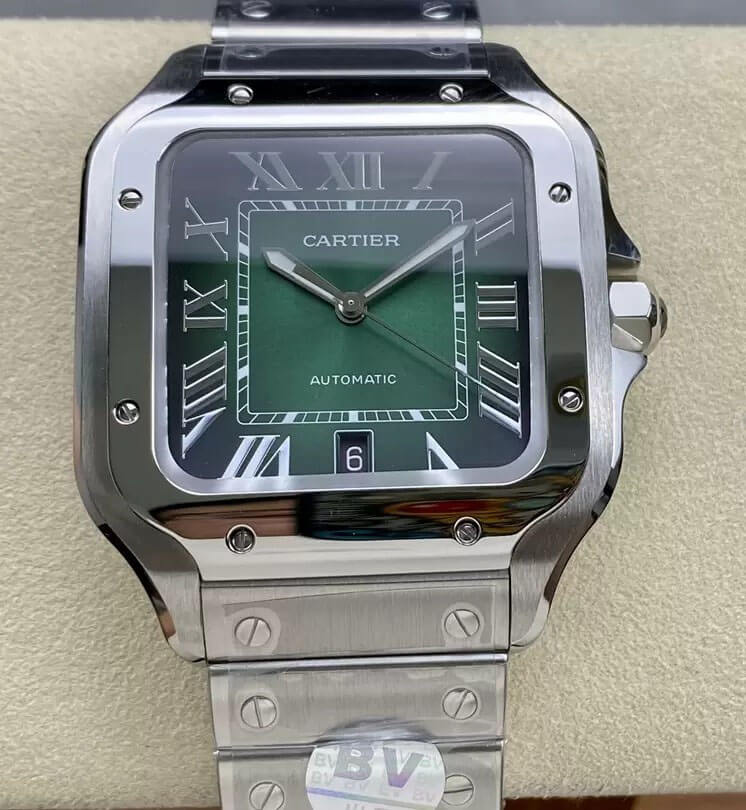 Best Replica Replica Cartier De Santos WSSA0062 1:1 Best Edition BV Factory Green Dial - Colareps