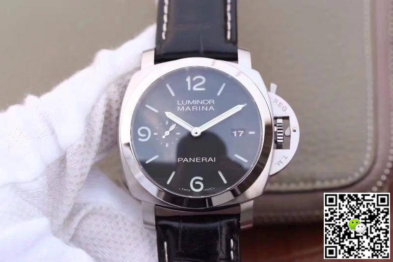Best Replica Panerai Replica Luminor Marina 1950 PAM312 VS Factory 1:1 Best Edition Swiss ETA P9000 Black Dial Black Leather Strap - Colareps