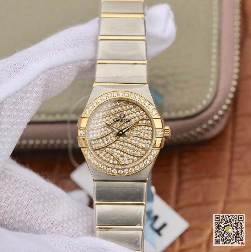 Best Replica Replica Omega Constellation Quartz Ladies 18K Yellow Gold Diamond Dial TW Factory 1:1 Best Edition Swiss Eta Quartz 1376 - Colareps