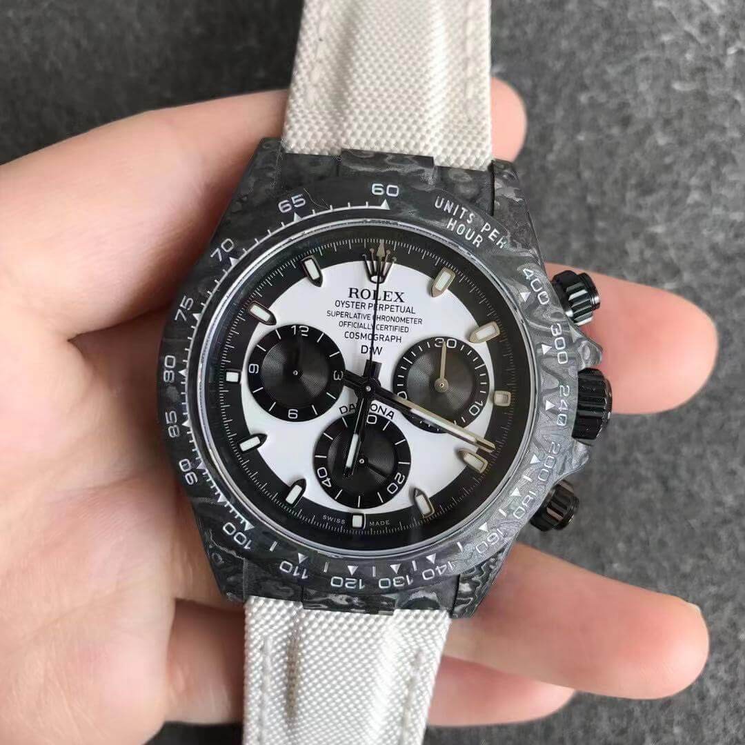 Best Replica Replica Rolex Daytona Cosmograph Carbon Fiber Diw Customized Version 1:1 Best Edition Noob Factory White Dial - Colareps