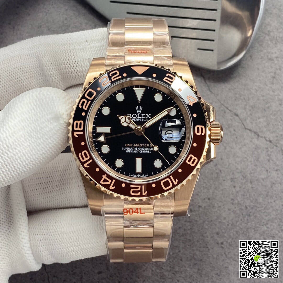 Best Replica Replica Rolex GMT Master II 126715CHNR-0001 1:1 Best Edition GM Factory Rose Gold - Colareps