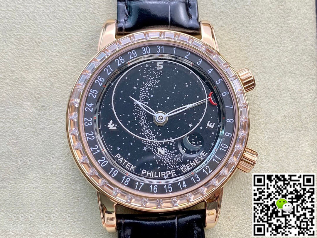 Best Replica Replica Patek Philippe Grand Complications 6104R-001 1:1 Best Edition AI Factory Sky Moon Black Dial - Colareps