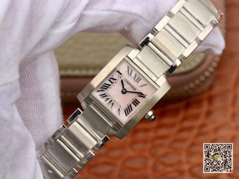 Best Replica Cartier Replica Tank Francaise W51028Q3 Pink MOP Dial Steel Ladies Watch 1:1 Best Edition Swiss Quartz - Colareps
