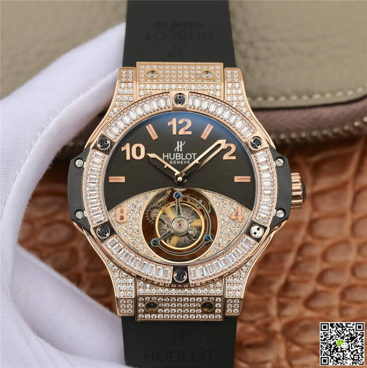 Best Replica Replica Hublot Big Bang Tourbillon 1:1 Best Edition Rose Gold Black Dial - Colareps