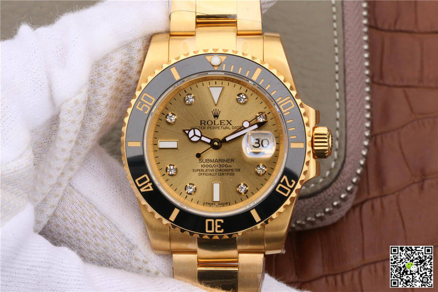 Best Replica Rolex Submariner Replica 116618 1:1 Best Edition Noob Factory V7 Gild Diamond-Studded Dial - Colareps