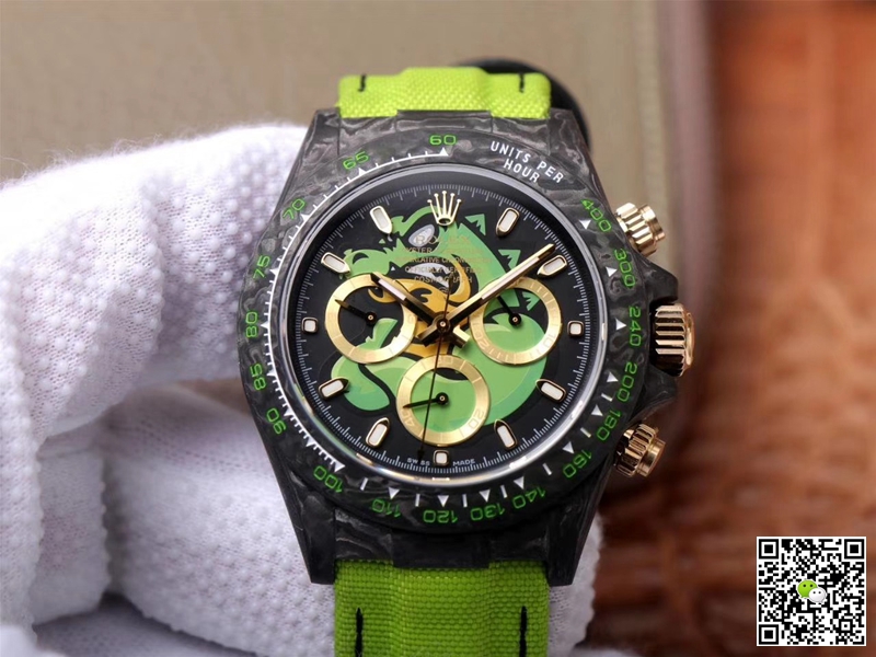 Best Replica Rolex Daytona Replica Cosmos Green Exploded Dragon 1:1 Best Edition WWF Factory Swiss ETA7750 - Colareps