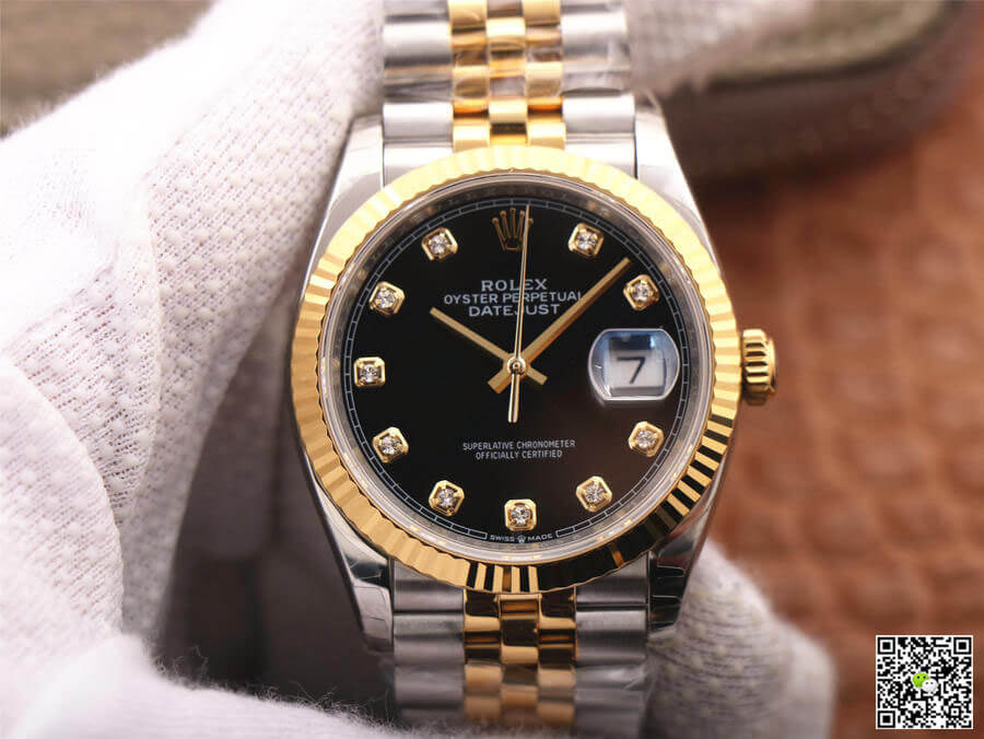 Best Replica Replica Rolex Datejust M126233-0021 1:1 Best Edition EW Factory Yellow Gold Black Dial - Colareps