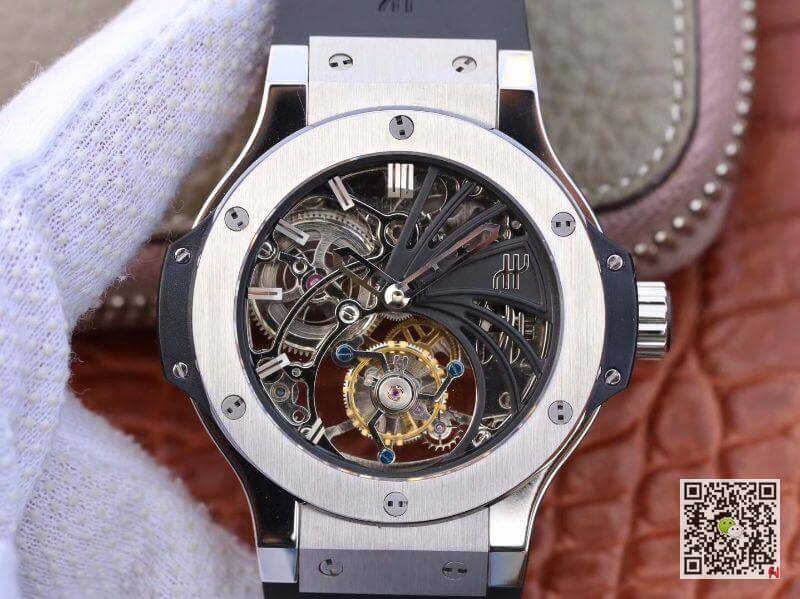 Best Replica Replica Hublot Big Bang hollow tourbillon Swiss Seagull hand-winding tourbillon movement Skeleton Dial - Colareps