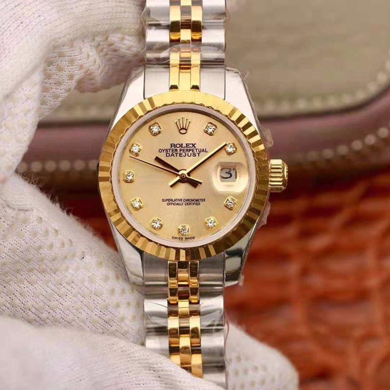 Best Replica Replica Rolex Lady Datejust 28MM 1:1 Best Edition Swiss Original Imported NH05 Movement 18K Gold Dial - Colareps