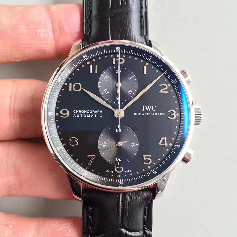 Best Replica IWC Replica Portuguese Chronograph IW371447 ZF Factory 1:1 Best Edition Swiss ETA79350 Black Dial - Colareps