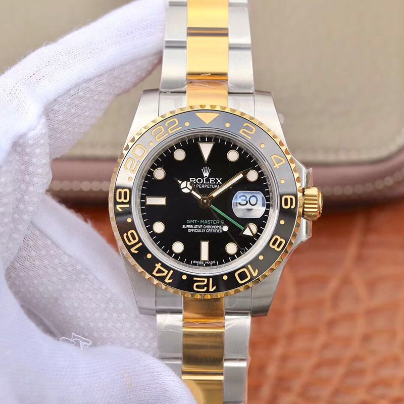Best Replica Replica Rolex GMT Master II 116713 LN 40mm EW Factory 1:1 Best Edition Swiss ETA2836 Stainless Steel Two Tone Bracelet - Colareps