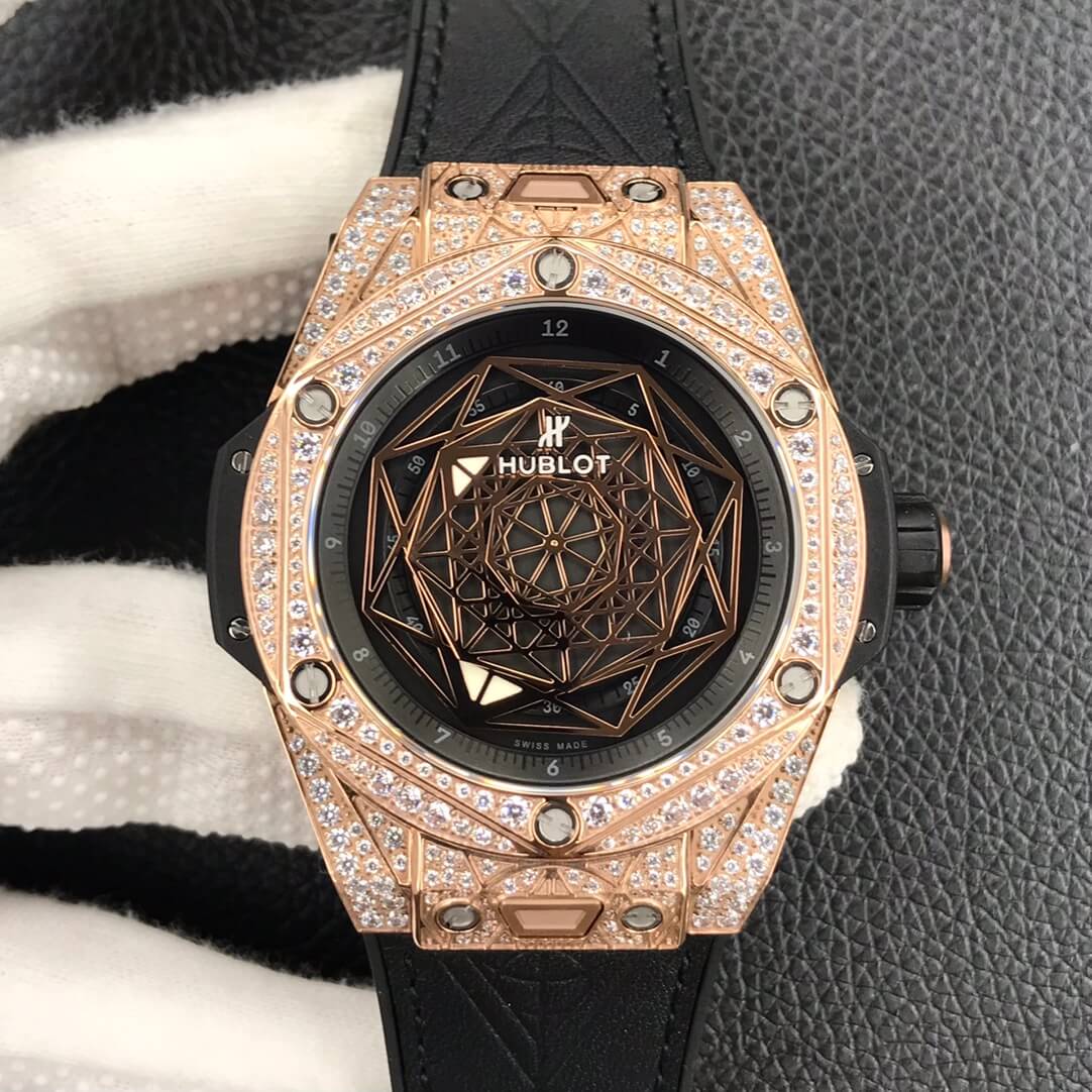 Best Replica Replica Hublot Big Bang 1:1 Best Edition WWF Factory Gold Full Diamond Case - Colareps