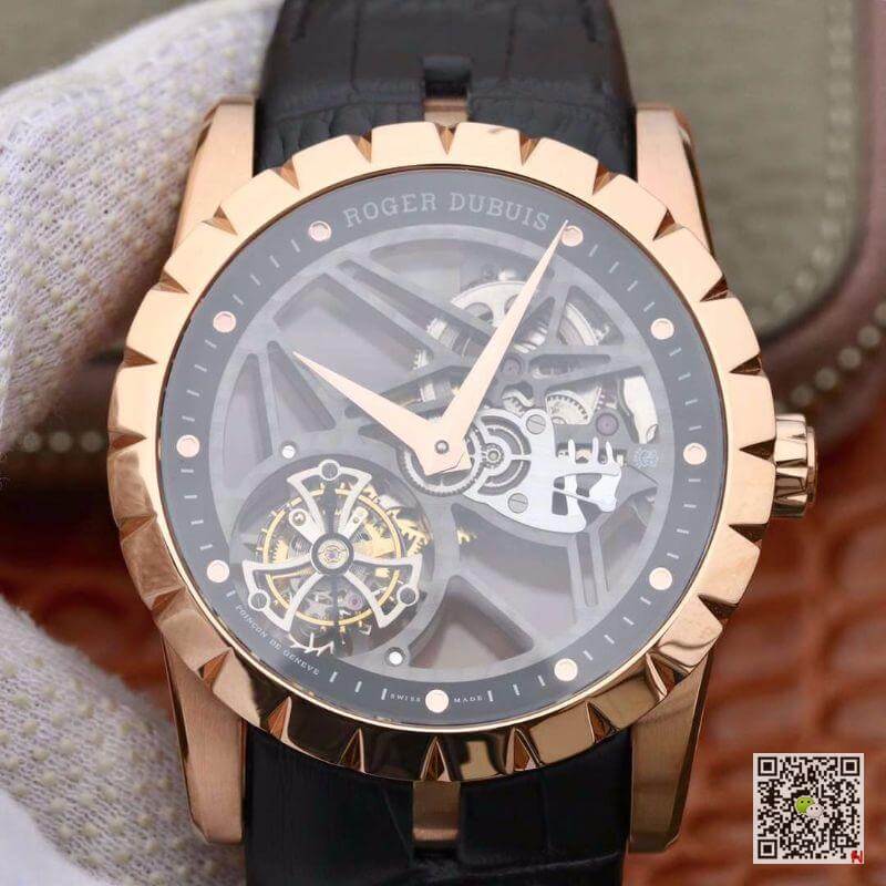 Best Replica Replica Roger Dubuis Excalibur RDDBEX0392 1:1 Best Edition Swiss Tourbillon Black Leather Strap - Colareps