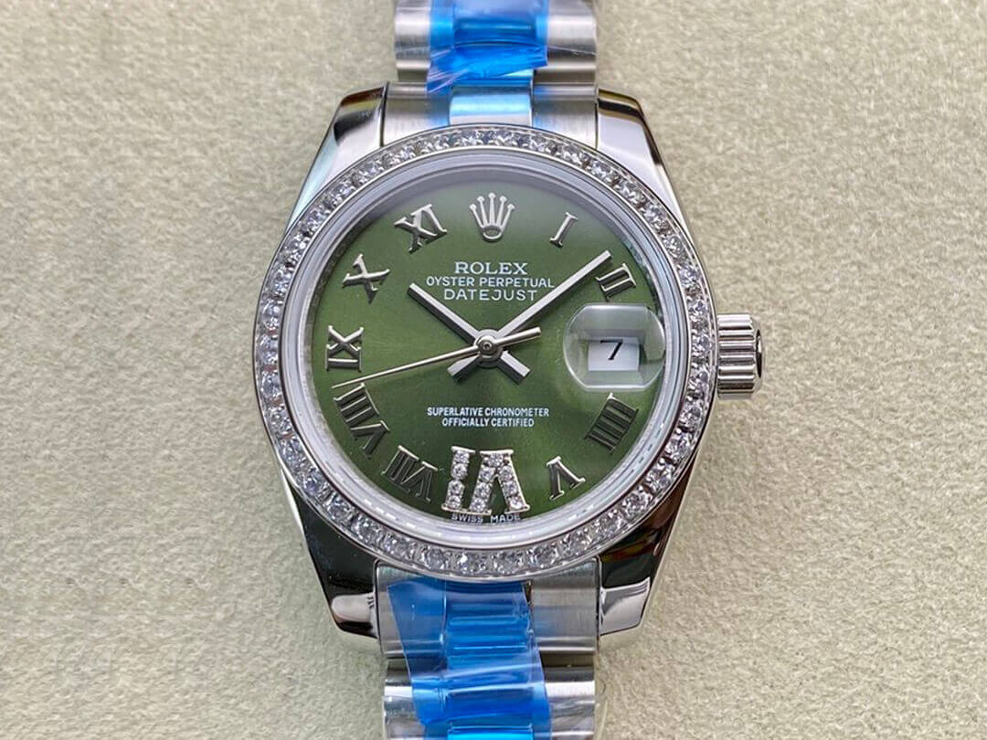 Best Replica Replica Rolex Datejust 28MM 1:1 Best Edition BP Factory Diamond-set Green Dial - Colareps