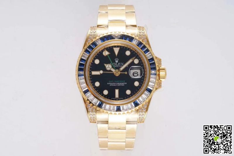 Best Replica Replica Rolex GMT Master II 116758 SAru 1:1 Best Edition ROF Factory Blue White Diamond Swiss ETA2836 - Colareps