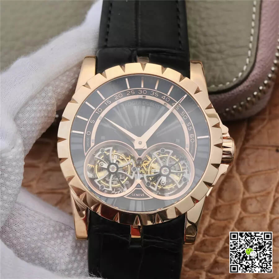 Best Replica Replica Roger Dubuis Excalibur RDDBEX0280 1:1 Best Edition JB Factory Tourbillon Black Dial - Colareps