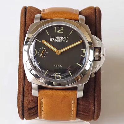 Best Replica Panerai Replica Luminor 1950 PAM127 ZF Factory 1:1 Best Edition Swiss ETA A6497 Brown Soft Tan Leather Strap - Colareps