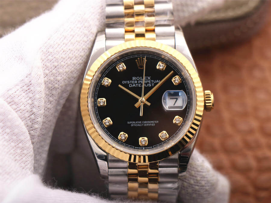 Best Replica Replica Rolex Datejust M126233-0021 1:1 Best Edition EW Factory Yellow Gold Black Dial - Colareps