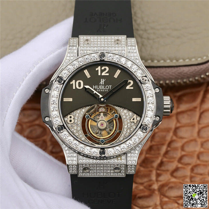 Best Replica Replica Hublot Big Bang Tourbillon 1:1 Best Edition Diamond Black Dial - Colareps
