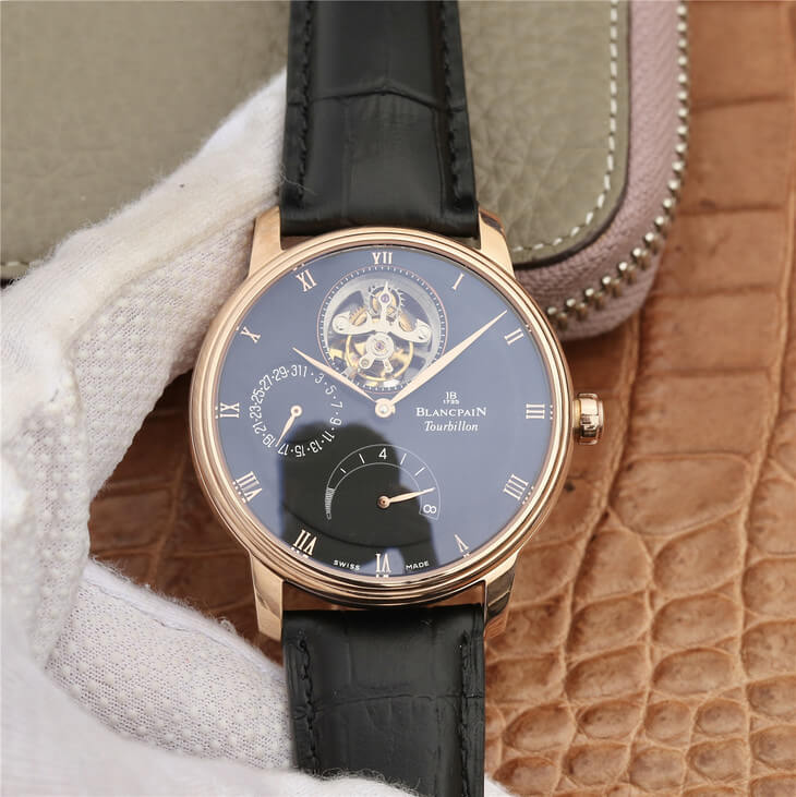 Best Replica Replica Blancpain Villeret 6025-3642-55B 1:1 Best Edition JB Factory Gold Case Black Dial - Colareps