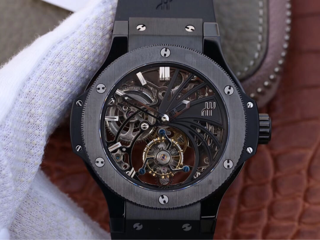 Best Replica Replica Hublot Big Bang Hollow Tourbillon 1:1 Best Edition Ceramic Skeleton Dial - Colareps