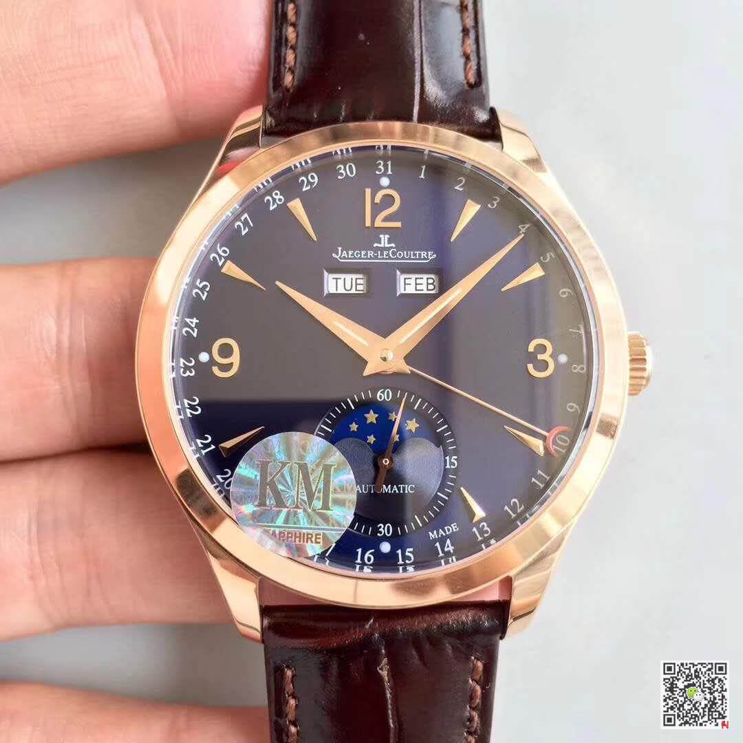 Best Replica Replica Jaeger-LeCoultre Master Calendar 1552520 KM Factory 1:1 Best Edition Swiss ETA866 18k rose gold - Colareps