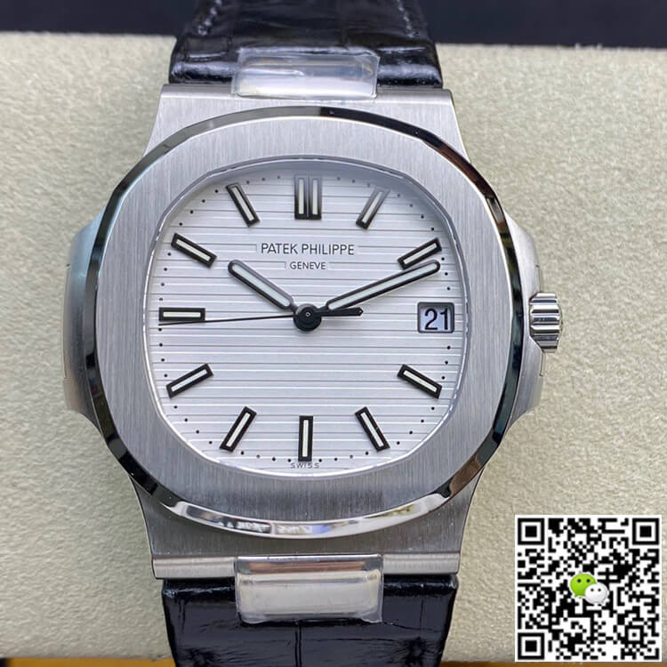 Best Replica Replica Patek Philippe Nautilus 5711 1:1 Best Edition 3K Factory White Dial Cowhide Strap - Colareps