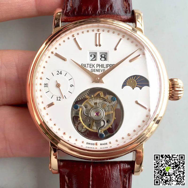 Best Replica Patek Philippe Replica Tourbillon Moonphase 24H Power Reserve 1:1 Best Edition Swiss Tourbillon White Dial - Colareps