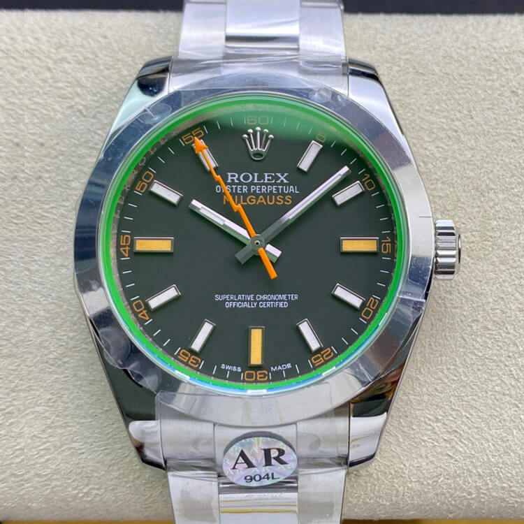 Best Replica Replica Rolex Milgauss 116400GV AR Factory 1:1 Best Edition Swiss ETA3131 Black Dial - Colareps