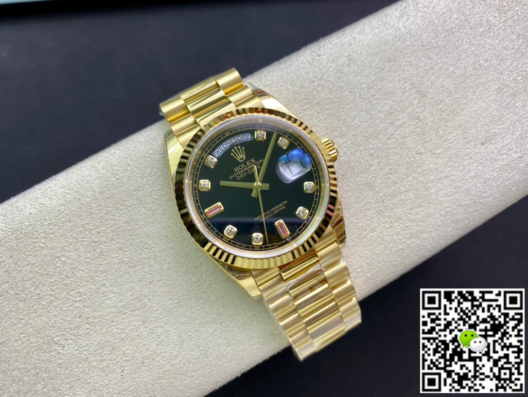 Best Replica Replica Rolex Day Date 118208 1:1 Best Edition EW Factory Black Dial - Colareps