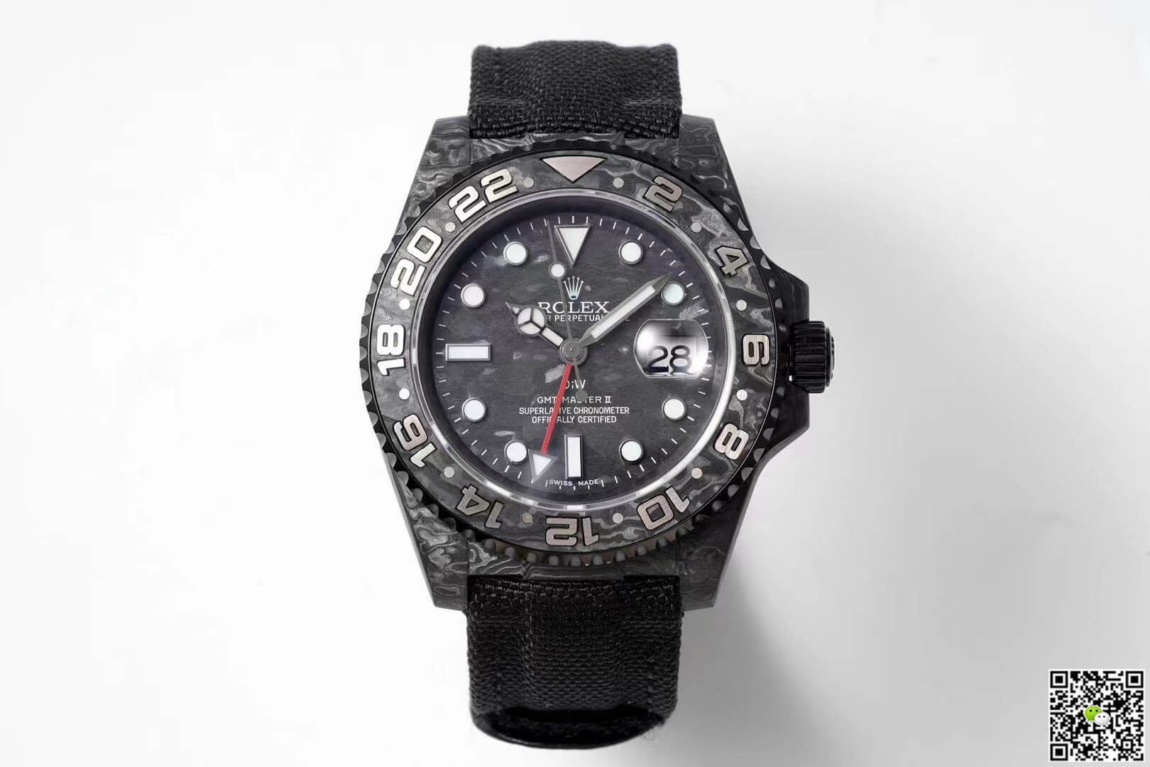 Best Replica Replica Rolex GMT-MASTER II Diw 1:1 Best Edition Carbon Fiber Black Fabric Strap - Colareps