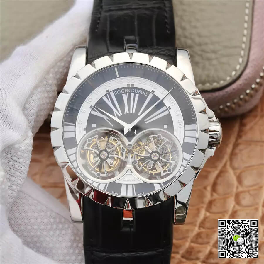 Best Replica Replica Roger Dubuis Excalibur RDDBEX0291 1:1 Best Edition JB Factory Tourbillon White Shell Black Dial - Colareps