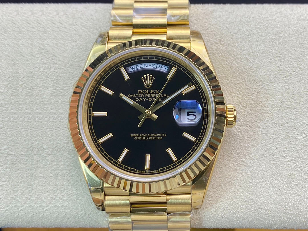 Best Replica Replica Rolex Day Date 40MM 1:1 Best Edition EW Factory Black Dial - Colareps