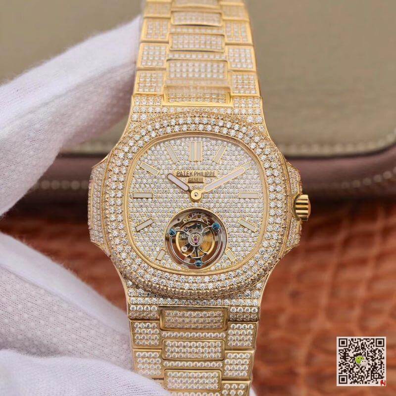 Best Replica Patek Philippe Replica Nautilus Tourbillon 18K Yellow Gold R8 Factory 1:1 Best Edition Swiss Hand-Winding Tourbillon Movement - Colareps