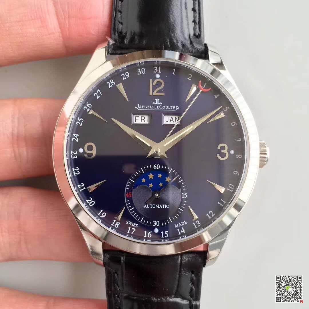 Best Replica Replica Jaeger-LeCoultre Master Calendar KM factory 1:1 Best Edition Swiss ETA866 Black Leather Strap - Colareps
