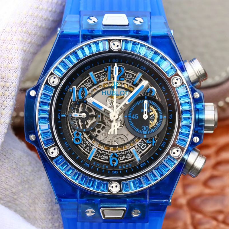 Best Replica Replica Hublot Big Bang Unico 411.JX.4802.RT Men Watches 1:1 Best Edition Swiss ETA1242 Blue Rubber Strap - Colareps