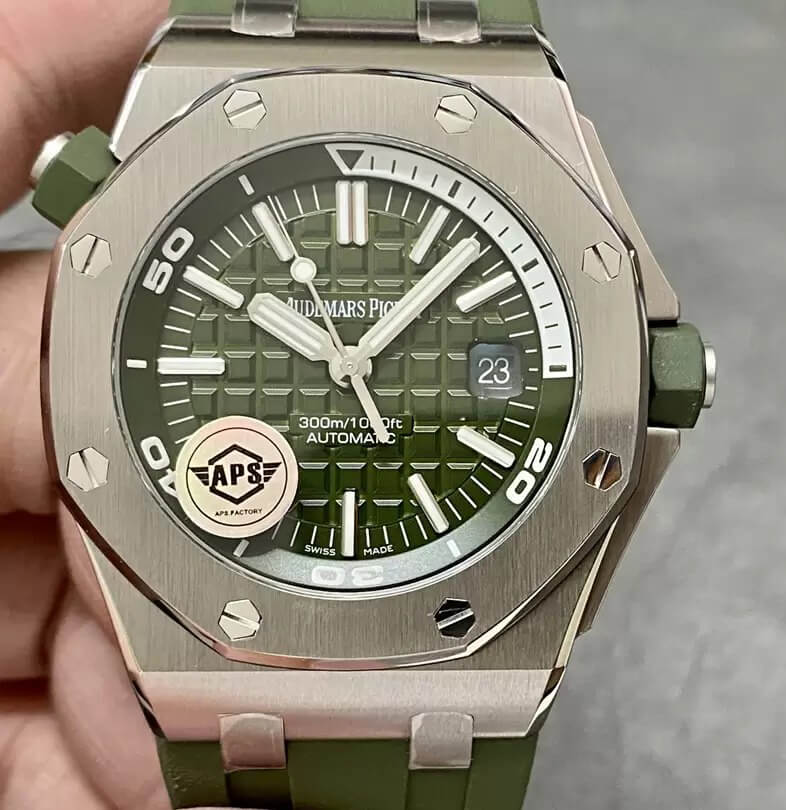 Best Replica Replica Audemars Piguet Royal Oak Offshore 15710ST.OO.A052CA.01 1:1 Best Edition APS Factory Green Dial - Colareps