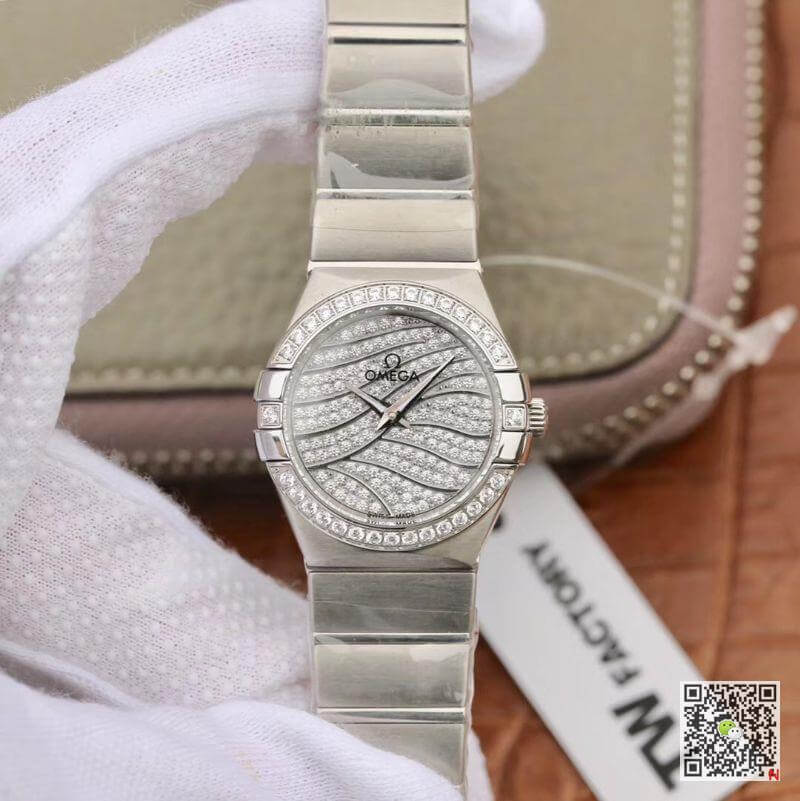 Best Replica Replica Omega Constellation Quartz Ladies 27mm Diamond Dial TW Factory 1:1 Best Edition Swiss Eta Quartz 1376 - Colareps