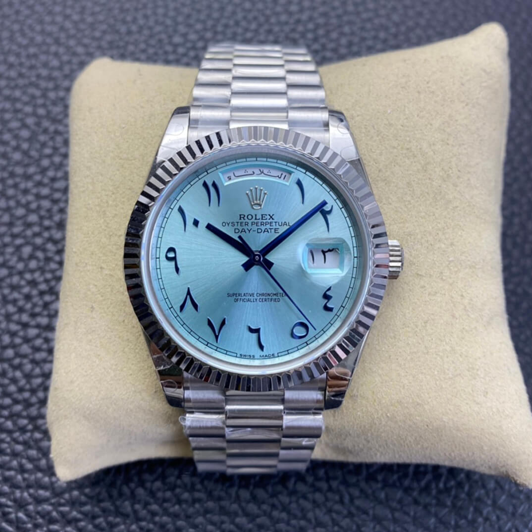 Best Replica Replica Rolex Day Date 1:1 Best Edition BP Factory Middle East Custom Ice Blue Dial - Colareps