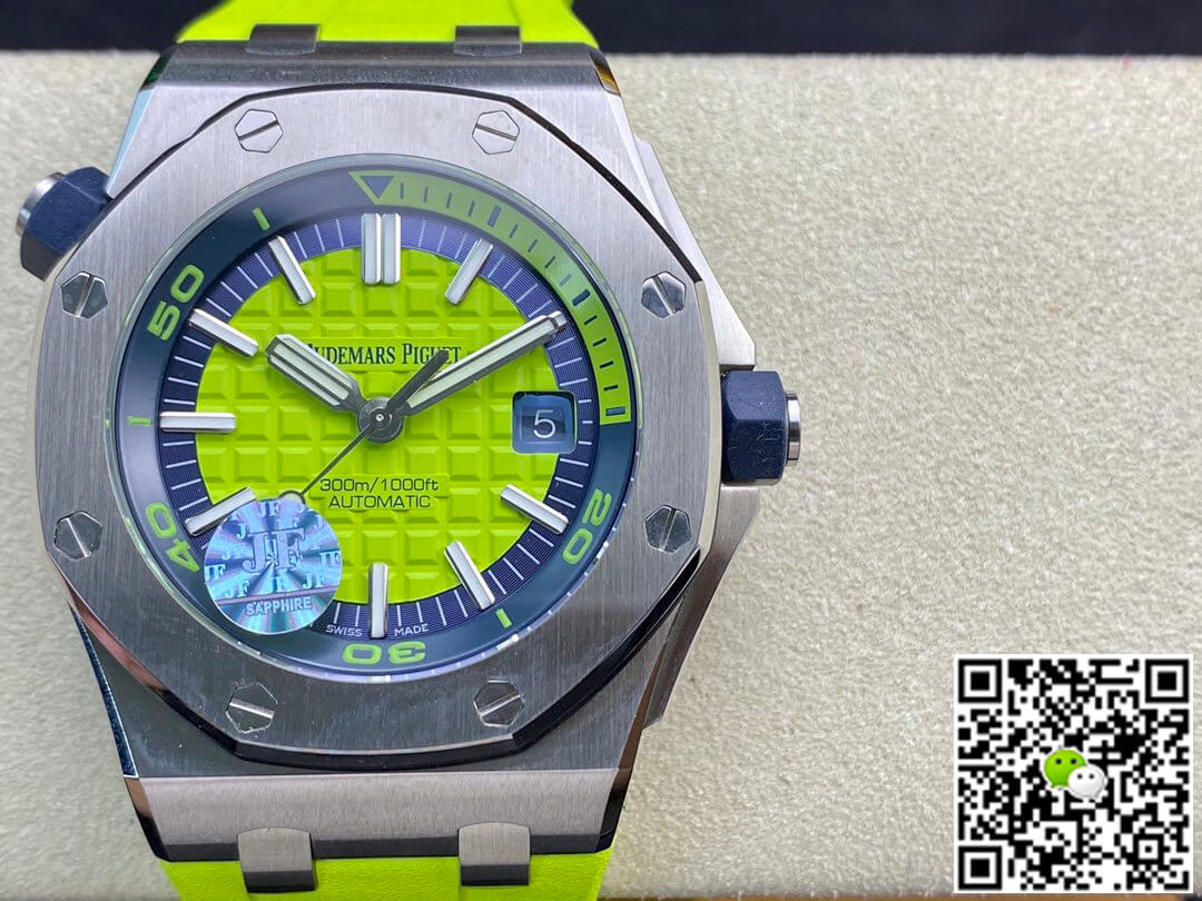 Best Replica Replica Audemars Piguet Royal Oak Offshore Diver 15710ST.OO.A038CA.01 JF Factory 1:1 Best Edition Swiss ETA3120 Green Textured Dial - Colareps