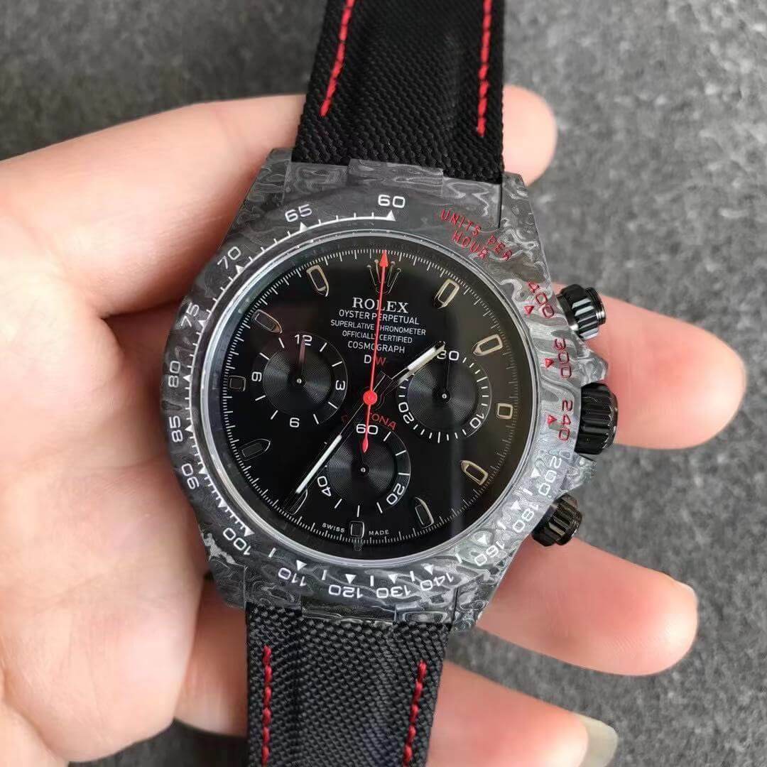 Best Replica Replica Rolex Daytona Cosmograph Carbon Fiber Diw Customized Version 1:1 Best Edition Noob Factory Black Dial - Colareps